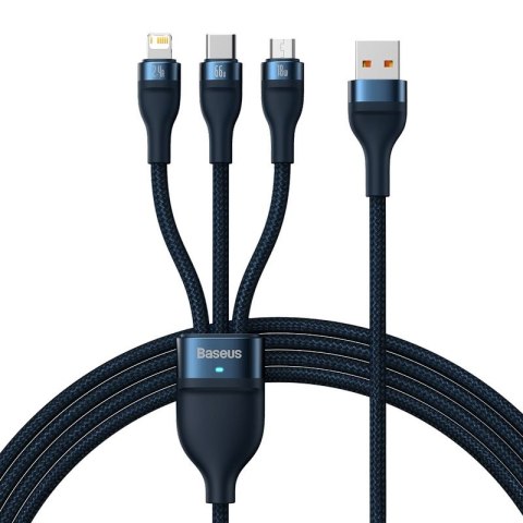 KABEL BASEUS 3IN1 FLASH SERIES 66W 1.2M USB-C/MICRO/LIGHTNING BLUE