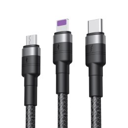 XO KABEL NB-Q191 3w1 USB/Lightning+USB-C +MicroUSB 1,2m 40W czarny