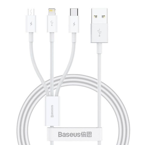 KABEL BASEUS 3IN1 SUPERIOR DATA USB DO MICRO/LIGHTNING/USB-C 1M WHITE