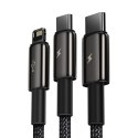KABEL BASEUS 3W1 TUNGSTEN GOLD 3.5A 1.5M USB DO MICRO USB/USB-C/LIGHTNING BLACK