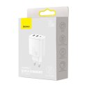 ŁAD SIEC BASEUS COMPACT QC 2xUSB/USB-C PD 3A 30W BIAŁA/WHITE