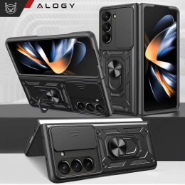 Etui pancerne do Galaxy Z Fold 5 Camshield Case Ring Alogy Stand z osłonką na aparat slide czarne
