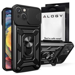 Etui pancerne do iPhone 15 Plus Camshield Case Ring Alogy Stand z osłonką na aparat slide czarne