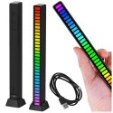 Lampa LED RGB Lampka USB migająca w rytm muzyki 80 Listwa Smart Bar 21cm kolorowa Gaming Alogy Czarny