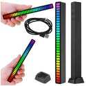 Lampa LED RGB Lampka USB migająca w rytm muzyki 80 Listwa Smart Bar 21cm kolorowa Gaming Alogy Czarny