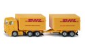 Pojazd Ciężarówka z przyczepą firmy DHL kurier