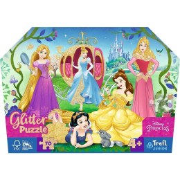 Puzzle 70 elementów glitter w kuferku Wesołe Księżniczki Disneya