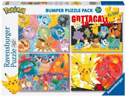 Puzzle 4x100 elementów Pokemon