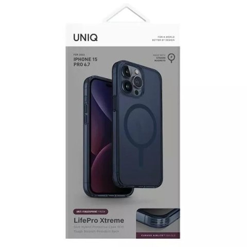Etui UNIQ LifePro Xtreme do iPhone 15 Pro Max 6.7" Magclick Charging ciemnoniebieski/smoke blue