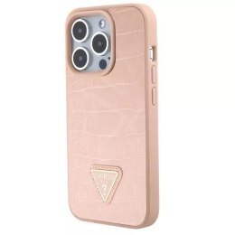Etui Guess GUHCP15XPCRTHCP do iPhone 15 Pro Max różowy/pink hardcase Croco Triangle Metal Logo