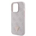 Etui Guess GUHCP15LP4TDPP do iPhone 15 Pro 6.1" różowy/pink hardcase Leather 4G Triangle Strass