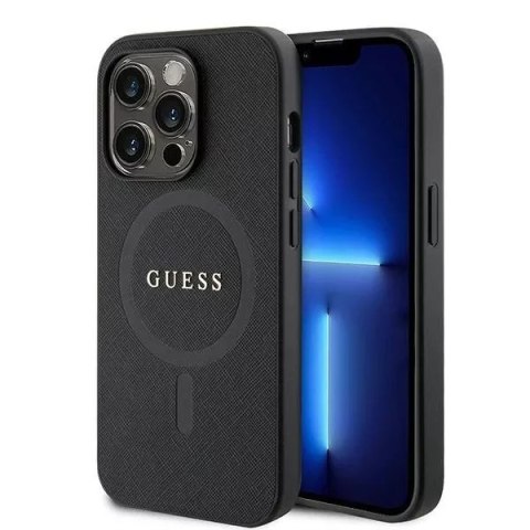 Etui Guess GUHMP15LPSAHMCK do iPhone 15 Pro 6.1" czarny/black hardcase Saffiano MagSafe