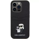 Etui Karl Lagerfeld KLHCP15LSAPKCNPK do iPhone 15 Pro 6.1" czarny/black hardcase Saffiano Cardslot Karl&Choupette Metal Pin