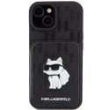 Etui Karl Lagerfeld KLHCP15SSAKCNSCK do iPhone 15 6.1" czarny/black hardcase Saffiano Cardslots and Stand Monogram Choupette