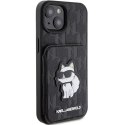 Etui Karl Lagerfeld KLHCP15SSAKCNSCK do iPhone 15 6.1" czarny/black hardcase Saffiano Cardslots and Stand Monogram Choupette