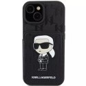 Etui Karl Lagerfeld KLHCP15SSAKKNSCK do iPhone 15 6.1" czarny/black hardcase Saffiano Cardslots and Stand Monogram Ikonik Patch