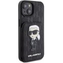 Etui Karl Lagerfeld KLHCP15SSAKKNSCK do iPhone 15 6.1" czarny/black hardcase Saffiano Cardslots and Stand Monogram Ikonik Patch