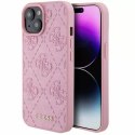 Etui Guess GUHCP15SP4EPMP do iPhone 15 6.1" różowy/pink hardcase Leather 4G Stamped