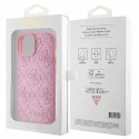 Etui Guess GUHCP15SP4EPMP do iPhone 15 6.1" różowy/pink hardcase Leather 4G Stamped