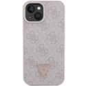 Etui Guess GUHCP15SP4TDPP do iPhone 15 6.1" różowy/pink hardcase Leather 4G Triangle Strass