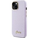 Etui Guess GUHCP15SPGMCSL do iPhone 15 6.1" liliowy/lilac hardcase Glitter Glossy Script