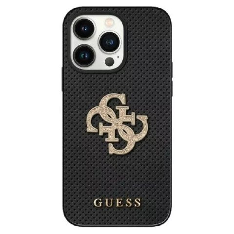 Etui Guess GUHCP15SPSP4LGK do iPhone 15 6.1" czarny/black hardcase Leather Perforated 4G Glitter Logo