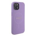 Etui Guess GUHMP15SPSAHMCU do iPhone 15 6.1" fioletowy/purple hardcase Saffiano MagSafe