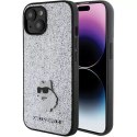 Etui Karl Lagerfeld KLHCP15SGCNPSG do iPhone 15 6.1" srebrny/silver hardcase Fixed Glitter Choupette Logo Metal Pin