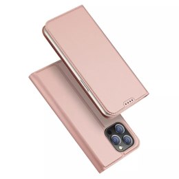 Etui do iPhone 15 Pro pokrowiec z klapką i portfelem Dux Ducis Skin Pro - różowe