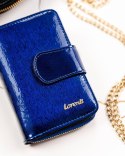 Skórzany portfel damski w orientacji pionowej zamykany na zatrzask — Lorenti