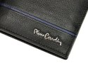Duży skórzany portfel męski z kolorowym przeszyciem, kieszonka na suwak RFID - Pierre Cardin