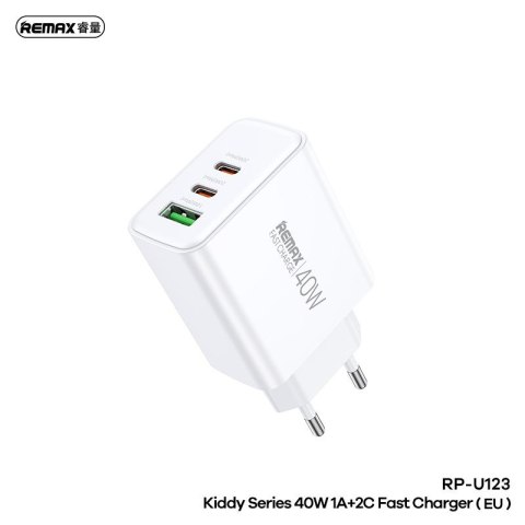 ŁAD SIEC REMAX KIDDY SERIES 40W RP-U123 1xUSB/2xUSB-C WHITE