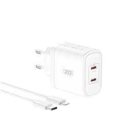 XO ŁAD SIEC CE08 PD 50W 2xUSB-C BIAŁA + KABEL LIGHTNING