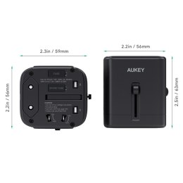 Aukey Ładowarka podróżna EU/US/UK/AUS, Adapter DC