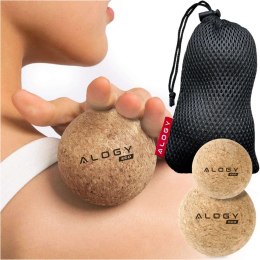Piłka korkowa Zestaw 2 piłek ECO do masażu mięśni masażer twarda mała Piłki korkowe 6cm i 5.3cm Woreczek Alog sport fitness