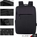 Plecak torba na laptopa 15,6" duży wodoodporny z portem USB Unisex 41x29x12cm do samolotu Alogy Backpack Czarny