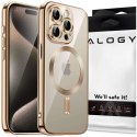 Etui MagSafe Case do iPhone 15 Pro Glamour Luxury obudowa Slim Ring Alogy Złote przezroczyste