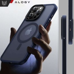 Etui do iPhone 15 Pro MagSafe Matt Case Cover matowe obudowa Alogy Ring pancerne na telefon Granatowe