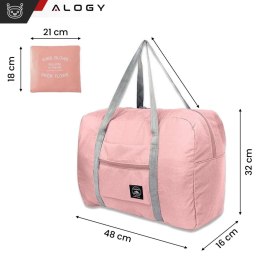 Torba podróżna sportowa na ramię damska na siłownie treningowa bagaż podręczny 48x32 materiałowa Alogy Sport Różowa