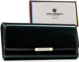 Duży, poziomy portfel damski z lakierowanej skóry ekologicznej — Peterson