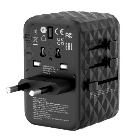 VERBATIM WALL CHARGER ŁADOWARKA ŚCIENNA GAN 65W + TRAVEL ADAPTER 32120