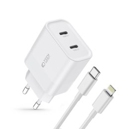 TECH-PROTECT C20W 2-PORT NETWORK CHARGER PD20W + LIGHTNING CABLE WHITE