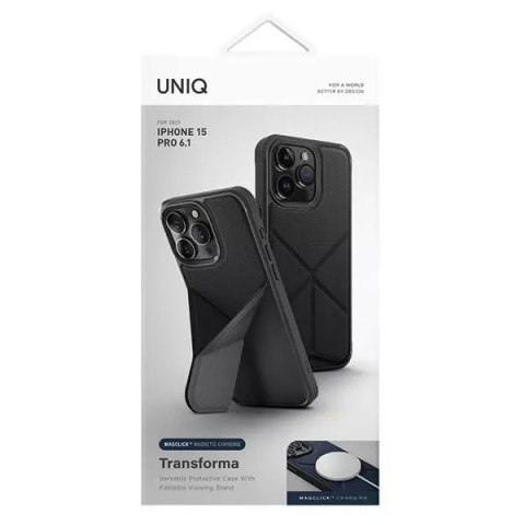 Etui UNIQ Transforma do iPhone 15 Pro 6.1" Magclick Charging czarny/ebony black
