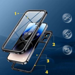 Etui do iPhone 14 Pro Max wodoodporne pancerne 360 Case Hybrid ochrona aparatu obiektywów IP68 Waterproof czarne