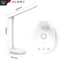 Lampka LED nocna na biurko z ładowarka indukcyjna QI 15W USB biurkowa do czytania Czasowy wyłącznik Alogy Desk Biała