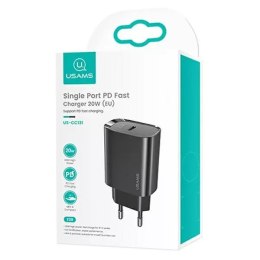 USAMS Ładowarka sieciowa 1x USB-C T39 20W (only head) PD3.0 Fast Charging czarny/black CC131TC01 (US-CC131)