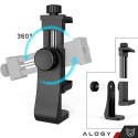 Uchwyt adapter na telefon do statywu selfie stick 1/4 Obrotowy 360 uniwersalny Alogy czarny