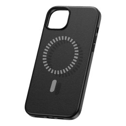 Magnetyczne Etui na telefon iPhone 15 Pro Max Baseus Fauxther Series (Czarne)