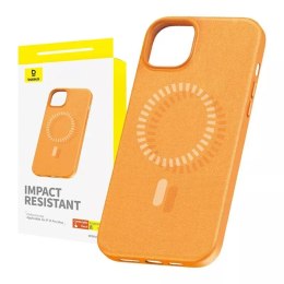 Magnetyczne Etui na telefon iPhone 15 Pro Max Baseus Fauxther Series (Pomarańczowe)