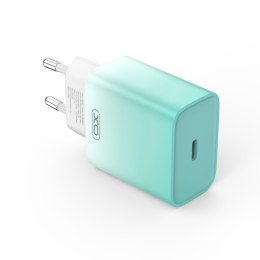 XO ładowarka sieciowa CE18 PD 30W 1x USB-C niebiesko-biała + kabel USB-C - Lightning